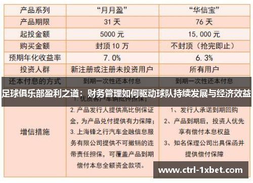 足球俱乐部盈利之道：财务管理如何驱动球队持续发展与经济效益