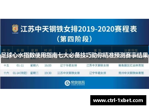 足球心水指数使用指南七大必备技巧助你精准预测赛事结果 足球心水指数使用指南七大必备技巧助你精准预测赛事结果
